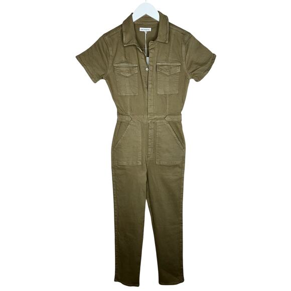 NWT Good American Fit For Success Green Utility Straight Leg Jumpsuit Size Small - Picture 3 of 11